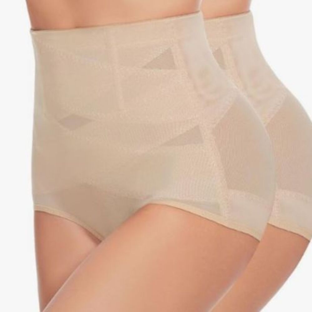 NWT 2-Pack Women's High Waist Tummy Control Shapewear Briefs Nude Size L